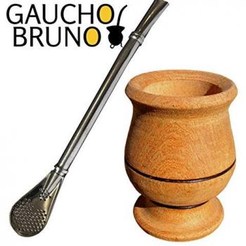 Algarrobo Calabaza Madera y Bombilla Set de beber Yerba Mate