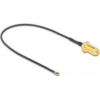 Cable Antena Delock 20 cm MHF 4L LK a RP-SMA, Coaxial, 1.37 mm, Negro