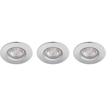 Pack de 3 Downlights LED Philips Dive 5W 2700K Cromado IP65 Encastrables
