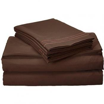 Elegant Comfort Juego de sábanas de 4 piezas, 1500 hilos, suave, antiarrugas y resistente a la decoloración, algodón, marrón oscuro, matrimonio