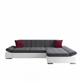 Sofá rinconero Comfivo 219, gris, 278x151x76cm, con reposabrazos regulables y tapizado Soft 017 + Kronos 22 + Kronos 02