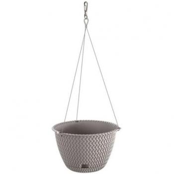 Maceta redonda colgante 4,8L PROSPERPLAST Splofy Round W de plástico en color gris, Ø27 x 16,6 cm.