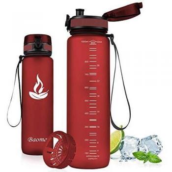 Baomay Botella de Agua Deportiva 500ml, Adultos/Niños Bottle con Filtro, Bidon de Bebidas Plástico Tritan, para Gimnasio, Ciclismo, Trekking | Sin-BPA & Impermeable & Reutilizable