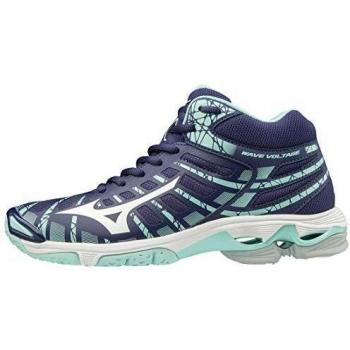 Mizuno Wave Voltage Mid, Zapatillas de Voleibol Unisex Adulto, Púrpura Astral Aura Blanco Azul Ligero 15, 38 EU