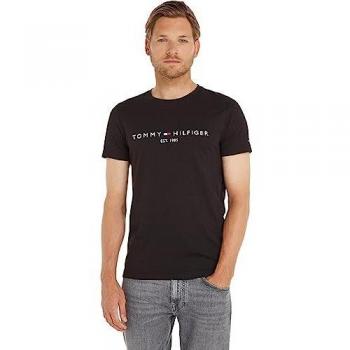 Tommy Hilfiger Men's Core Tommy Logo 1985 Embroidered Short Sleeve T-Shirt Black