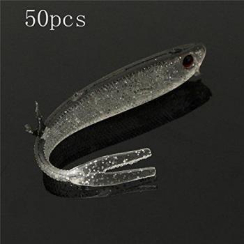 50pcs 9.5cm seÐuelo suave de la pesca Toyito cebo de silicona atraer a la pesca cebo