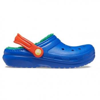 Crocs Classic Lined Clogs for Toddlers - Blue Bolt / Multi, Size EU 22-23