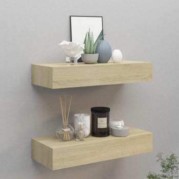 vidaXL Wall-mounted Drawer Shelves 2 pcs Oak 60x23.5x10cm MDF