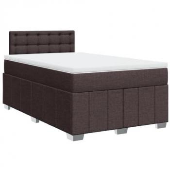 Cama Box Spring con Colchón de Tela Marrón Oscuro 120x190 cm