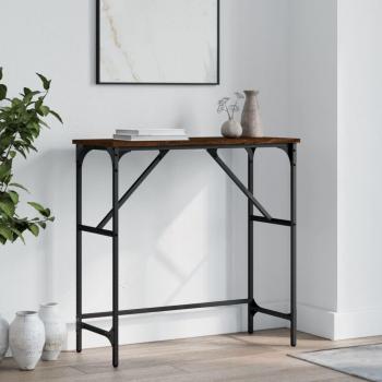 Mesa consola de madera de ingeniería 75x32x75 cm en color negro, roble sonoma y roble ahumado, ideal como mesa de sofá o entrada para salón