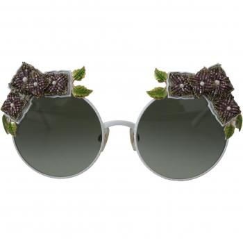 Dolce & Gabbana Gold Floral Embellished Metal Frame Round DG2186 Sunglasses