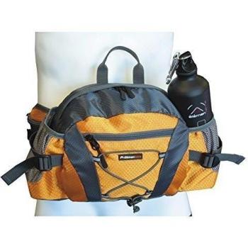 Elementerre ADVENT - Mochila para cintura con múltiples bolsillos y espacio para el bidón, color gris/naranja, talla única