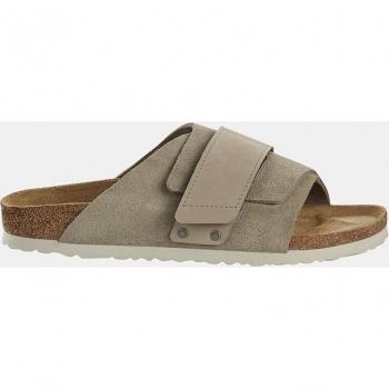 BIRKENSTOCK Womens Kyoto Sandals, Size: 40, Colour: Taupe Sued - female; BIRKENSTOCK Sliders, Size: 7 US, Colour: Beige, Anatomic Leather Sandals with Velcro