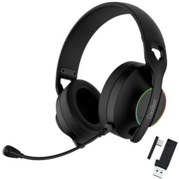 Auriculares Gaming Inalámbricos Coolbox WB01 con Micrófono Extraíble, Bluetooth 5.4, Conexión USB-C, 20h de Autonomía, Color Negro