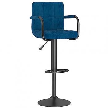 Taburete de cocina de terciopelo azul moderno ajustable para bar y restaurante