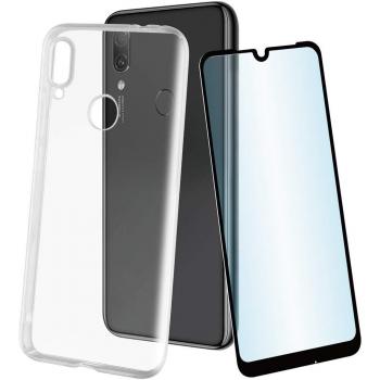 Muvit Pack Xiaomi Redmi 7 Funda Cristal Soft Transparente + Protector Pantalla Vidrio Templado Plano Marco Negro
