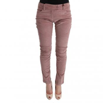 ERMANNO SCERVINO Women Velvet Cropped Casual Pants - IT44|L, Chic Pink Capri Pants, Slim-fit Trousers, female, Pink, Size: L