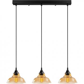 Lámpara colgante Dilberay 326-S de 3 luces ámbar/negro con diseño moderno