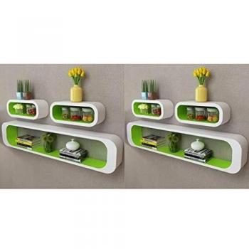 vidaXL 6X Estanterías de Cubos Pared Blanco y Verde Librería Biblioteca Salón