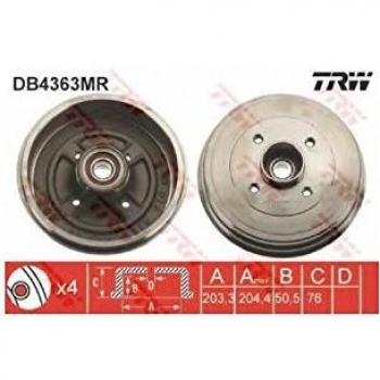 Tambor de Freno TRW DB4363MR para Renault Clio III y Modus con rodamiento y anillo ABS