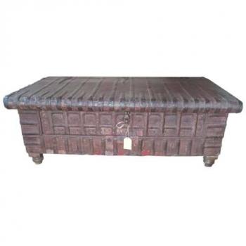 WANDERLUST DECO Mesa baúl de madera marrón 130x72x47h cm de estilo Artesanal