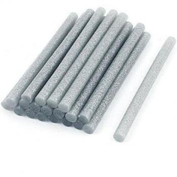 sourcing map 20 Piezas Plata Tono Brillo Caliente Derretido Pegamento Pistola Adhesivo Barras 7x100mm