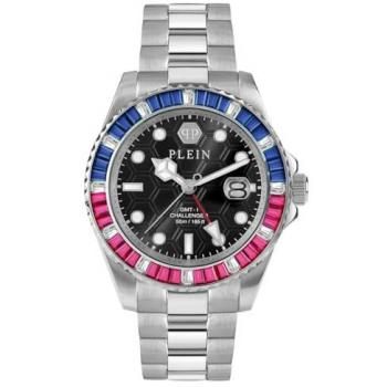 Philipp Plein GMT-I Challenger Baguettes Unisex Luxury Watch - Stainless Steel, Mineral Crystal