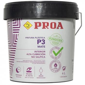 Pintura Plástica Interior Mate P3 - Gran Cubrición para Paredes y Techos 23 kg - Blanco PROA