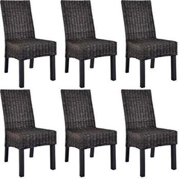 vidaXL 6X Sillas Comedor Ratán Kubu Mango Marrón Asiento Banco Sillón Taburete