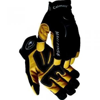 Caiman – 2956 – 6 Extra grande multi actividad guante de piel de cerdo granulada con G Grip parches en la palma y el dedo consejos, oro y negro