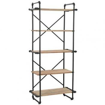 vidaXL Solid Firwood and Steel Bookcase 80x42x180 cm