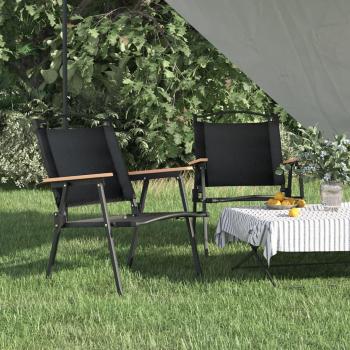Pack of 2 Black Camping Chairs with Oxford Fabric, 54x55x78 cm