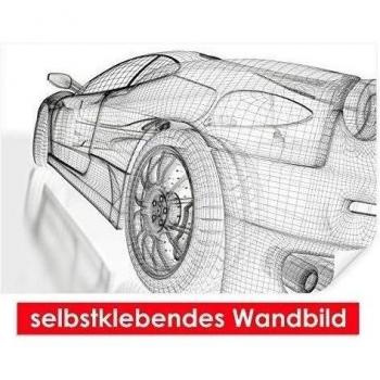 Adhesivo Pared de Sports Car - Fáciles de pegar - Wall Print, Wall Paper, Póster, pantalla con pegamento de puntos de vinilo para paredes, puertas, muebles y superficies lisas de Trend paredes, 90 x 60 cm