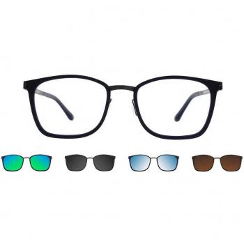 Gafas Clip-On Rectangulares de Plástico Azules para Hombre - Gafas Recetadas Anti-Azules - SmartBuy Collection