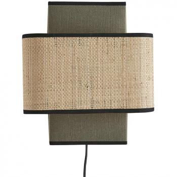 Aplique de pared de lino verde caqui y rafia natural 28 cm TERA