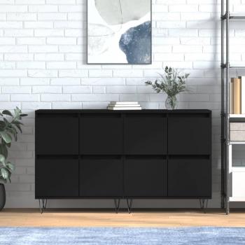 Aparadores de madera contrachapada negra multicapa (2 piezas) Vidaxl