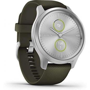 Garmin vívomove Style, Smartwatch híbrido con dos pantallas ocultas a color, Garmin Pay, 42 mm Plateado y Verde