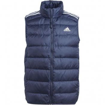 Chaleco de montaña Adidas Essentials 3S L Down para hombre en color Tinley, con características de aislamiento, diseño ligero, cierre frontal completo y detalles en las tres franjas distintivas de Adidas
