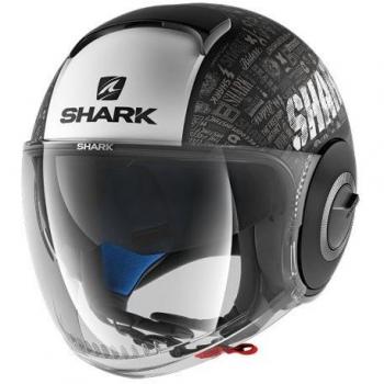 Shark Tiburón Nano homenaje cascos de motocicleta, color negro/blanco, talla L