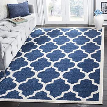 Safavieh Amherst Geometric Trellis Navy/Beige Area Rug - 6' x 9' (185 x 275 cm)