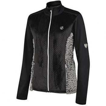 Dare 2b Suéter Tejido de Piel sintética con Cremallera Completa y Forro Polar para Mujer, Mujer, DWA432 13C10L, Black/Charcoal Grey, 10
