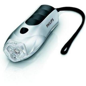 Philips LightLife SFL5000/10 - Linterna con dinamo, 3 LED, batería de litio, color plateado