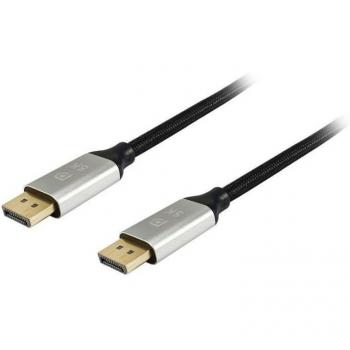 Cable DisplayPort a DisplayPort 1.4 Premium, Resolución 8K/60Hz, Longitud de 2 Metros con Malla de Algodón Trenzado y Conectores de Aluminio Equip