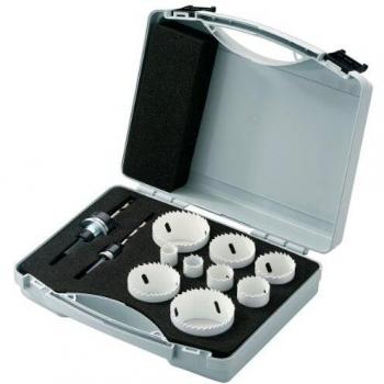 Metabo 625435000 625435000-Juego de 12 Coronas de Sierra HSS Bi-Metal 19/22 / 29/35 / 44/51 / 57/64 / 68/2 adaptadores/Resorte