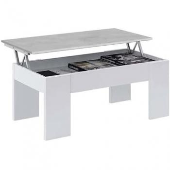 Mesa de Centro Elevable Elise Blanco y Cemento 90x50 cm