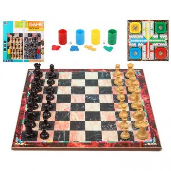 BB Kids-Juego de Mesa 2 en 1 para Niños de 3 Años - Madera - Incluye Ajedrez y Parchís
