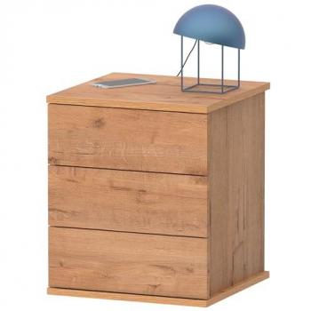 Mesita de Noche Briebe Serenade 3 Cajones, Cajonera para Dormitorio en Madera, Dimensiones: 48,5x41x40 cm (Alto x Ancho x Profundo), Color Roble Gold