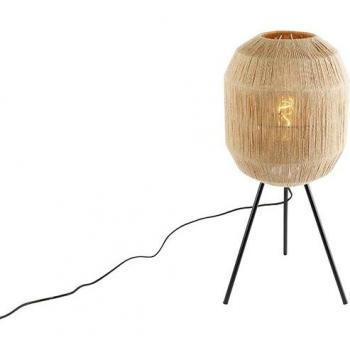 Lámpara de mesa oriental negra con cuerda RIKI, E27, adecuada para LED, 1 x 40W