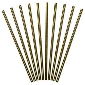 SET DA 10 PEZZI Cannuccia Cannucce Color Oro PER FESTE E PARTY