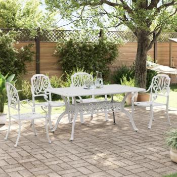 5-Piece White Cast Aluminum Garden Dining Set